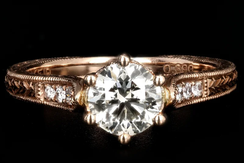 14K Rose Gold .89 Carat Diamond Engagement Ring