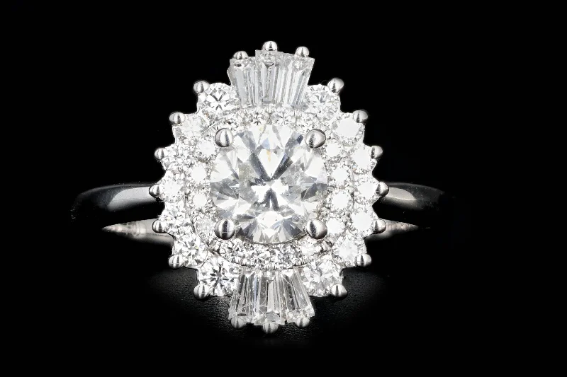 New 14K White Gold 1.01 Round Brilliant Cut Diamond Engagement Ring