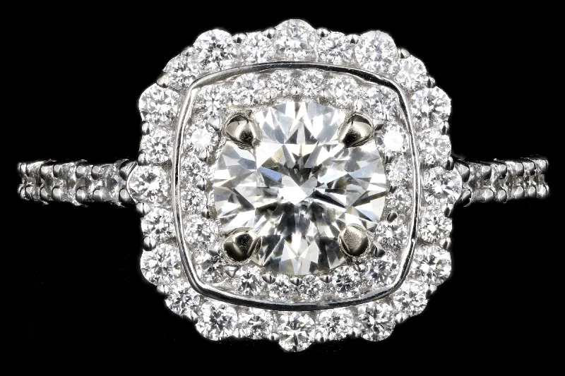 New  14K White Gold 1.06 Carat Diamond Halo Engagement Ring