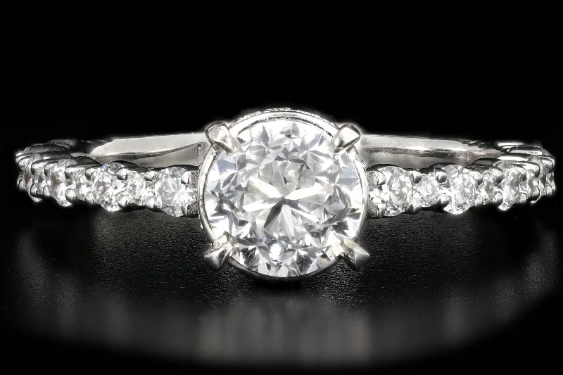 New 18K White Gold 1.01 Carat Round Brilliant Cut Diamond Engagement Ring