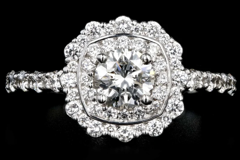 New 18K White Gold .59 Carats Round Brilliant Cut Diamond Engagement Ring