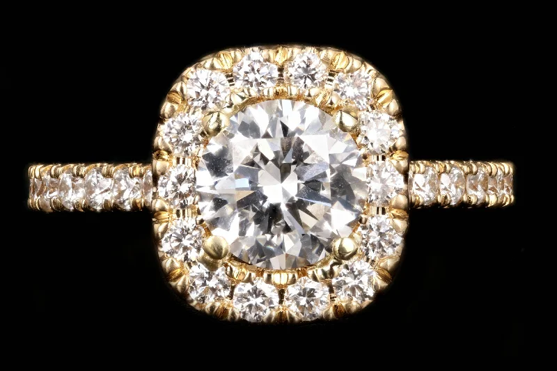 New 18K Yellow Gold 1.31 CT Round Brilliant Cut Diamond Engagement Ring GIA Certified