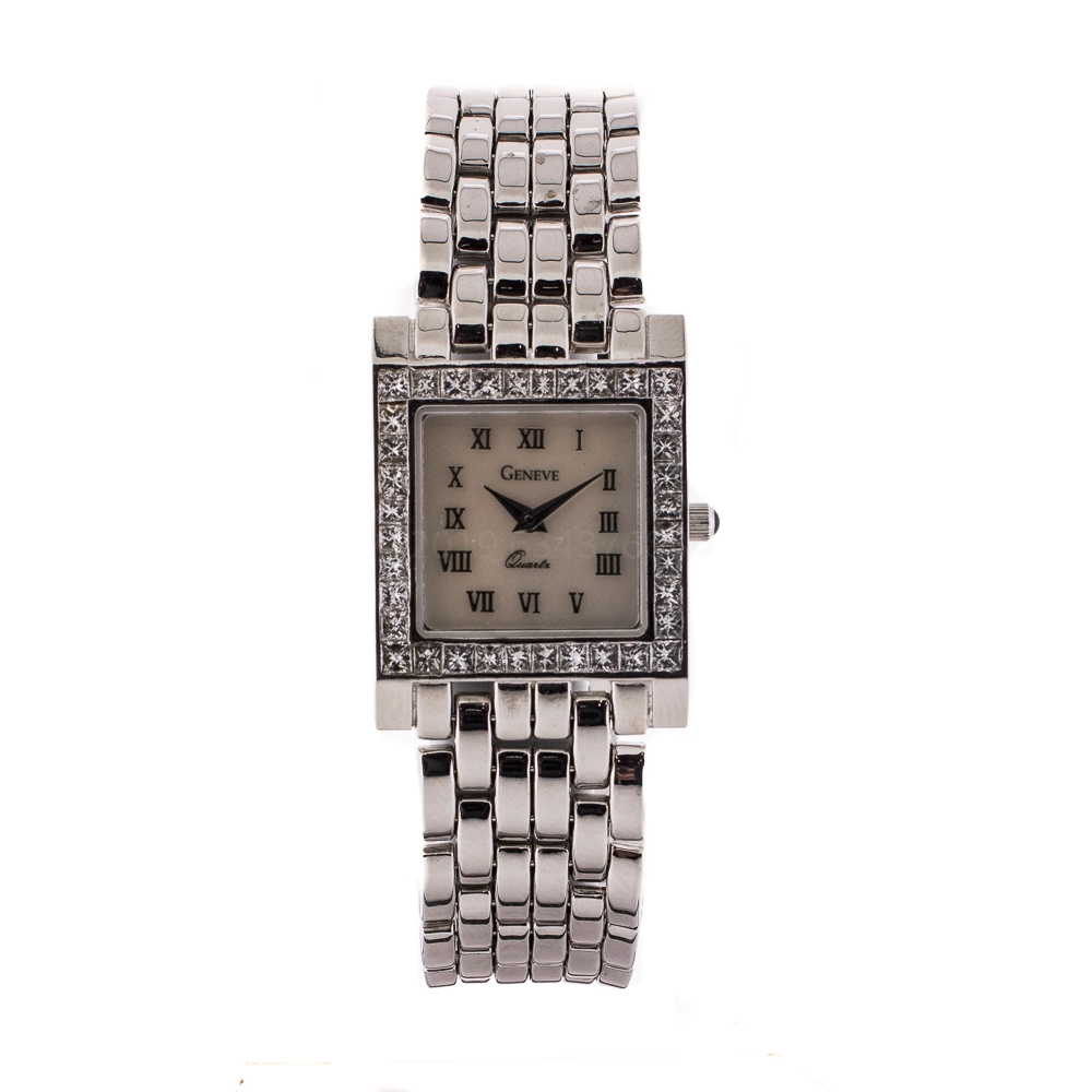 Geneve Watch Ladies' 14K White Gold MOP Dial Diamonds 22mm Quartz (Preowned)