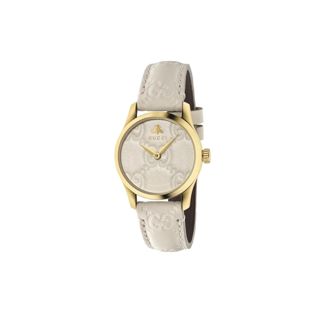 Gucci G-Timeless Watch White Dial White Leather 27mm Quartz