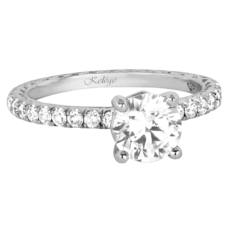 Jack Kelege 18K White Gold Engagement Ring, Prong Set