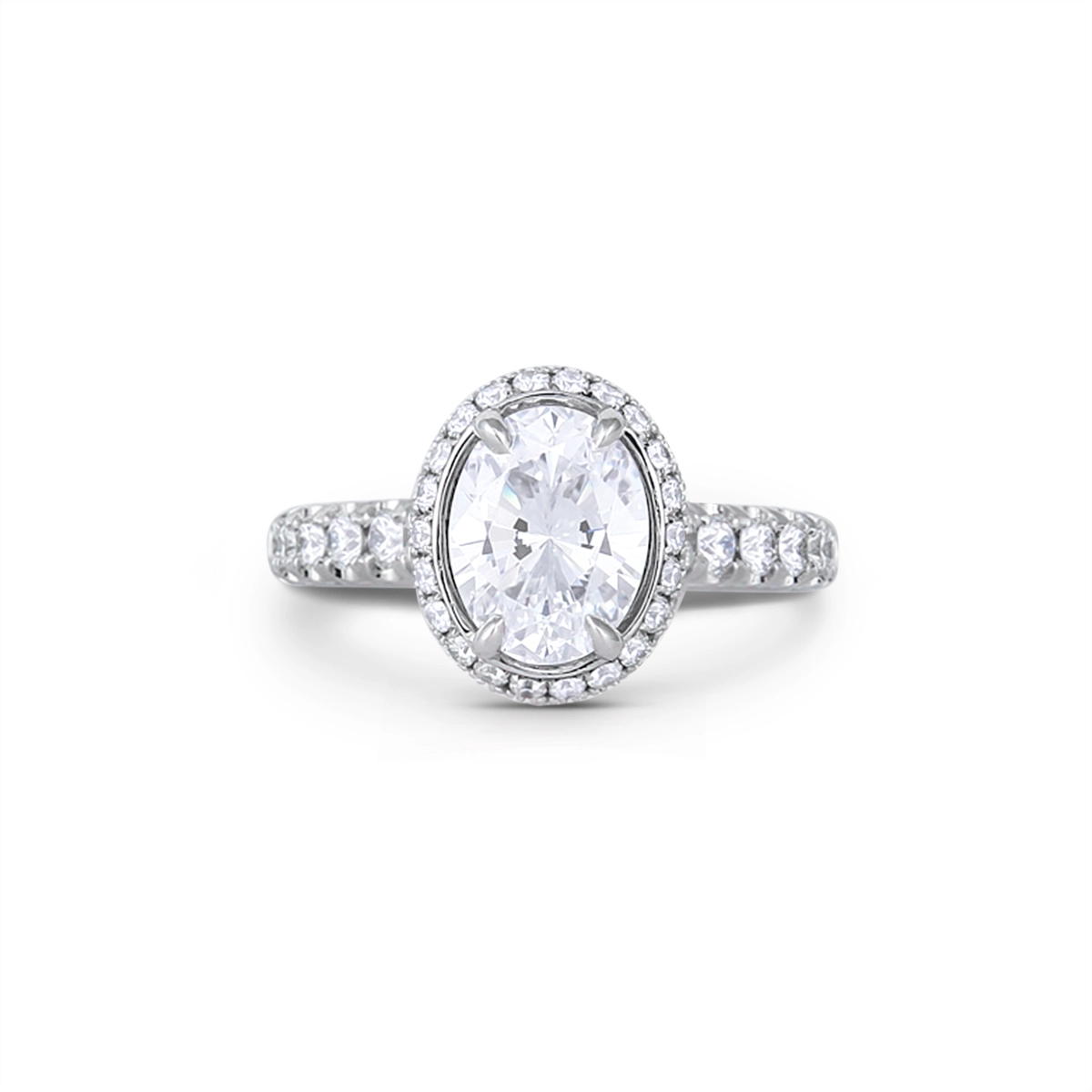 Jack Kelege Platinum Engagement Ring, Oval Halo