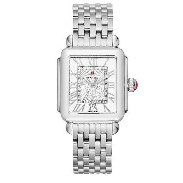 Michele Deco Madison Watch Silver Roman Sunray Dial 33mm x 35mm Quartz