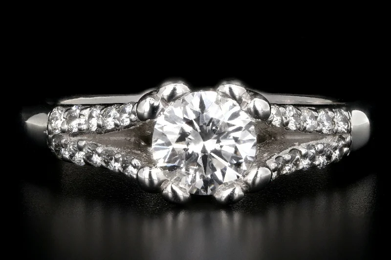 Modern 14K White Gold .73 Carat Round Brilliant Cut Diamond Engagement Ring