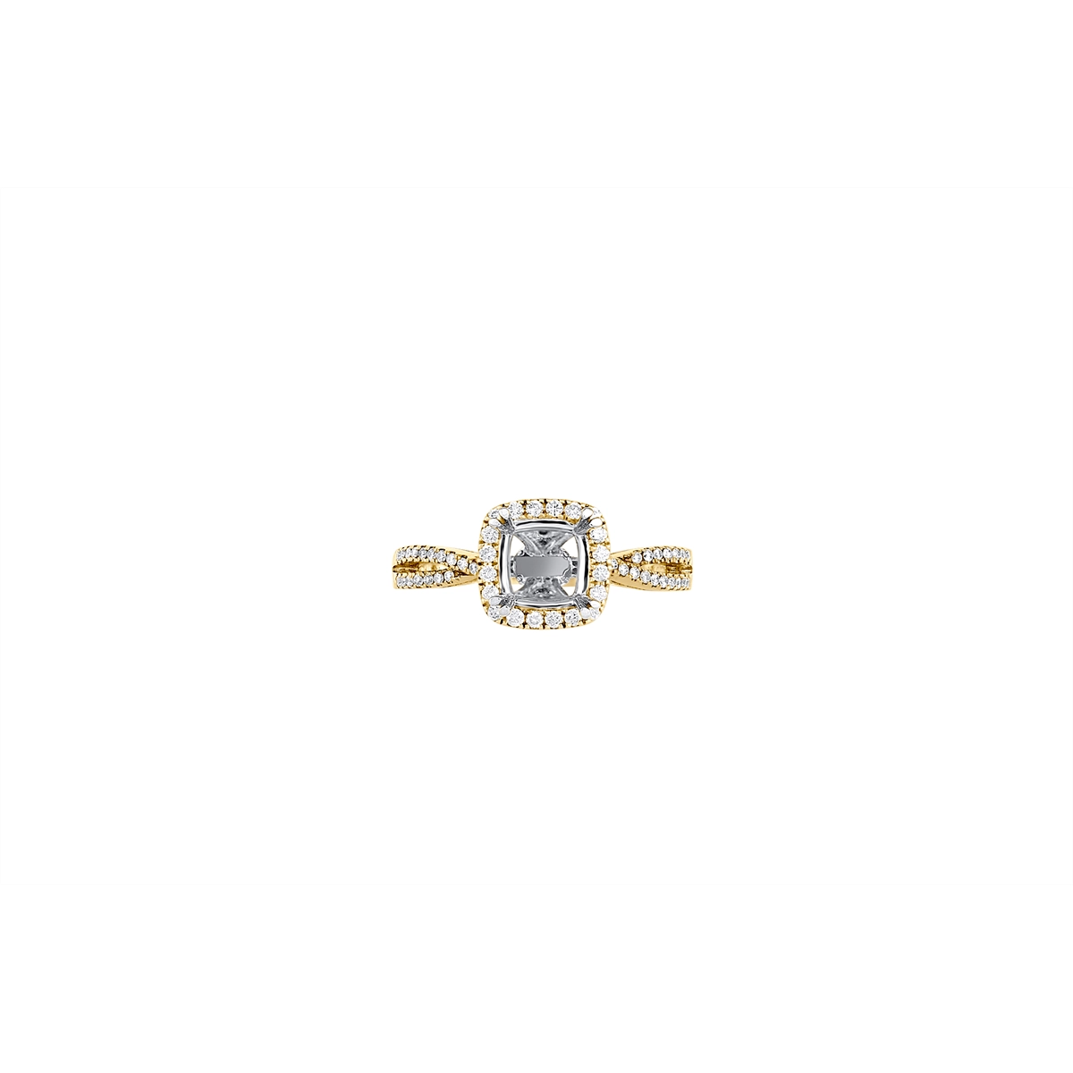 Natalie K 14K Yellow & White Gold Cushion Halo Diamond Engagement Ring