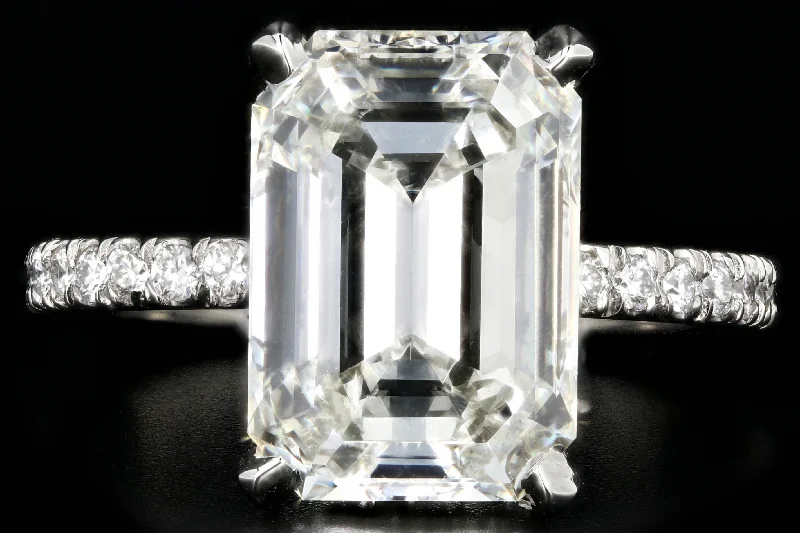 New Platinum 5.02 Carat Emerald Cut Diamond Engagement Ring