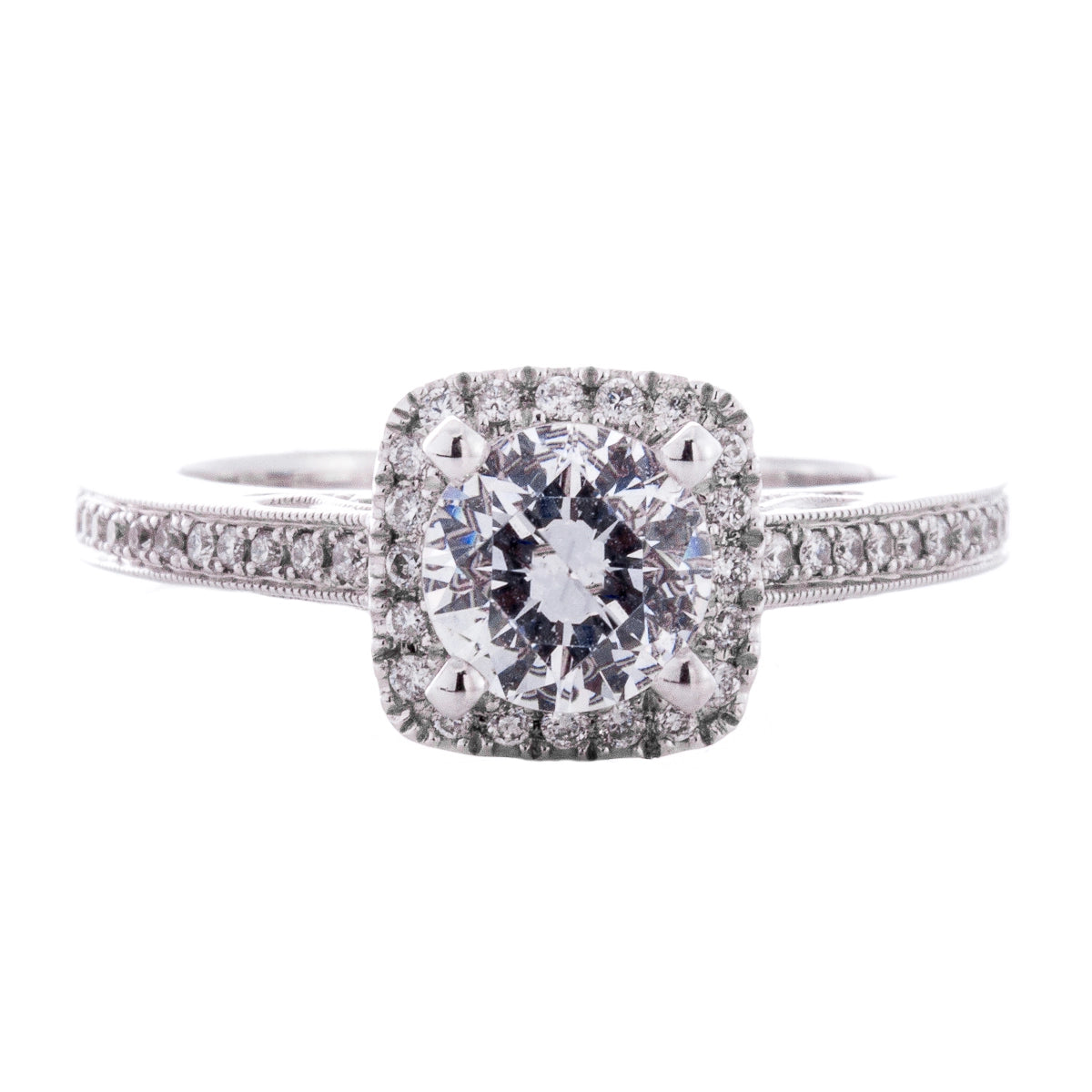 Scott Kay 14K White Gold Cushion Halo Diamond Engagement Ring