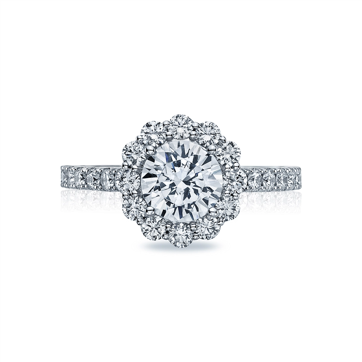 Tacori Full Bloom 18K White Gold Halo Diamond Engagement Ring