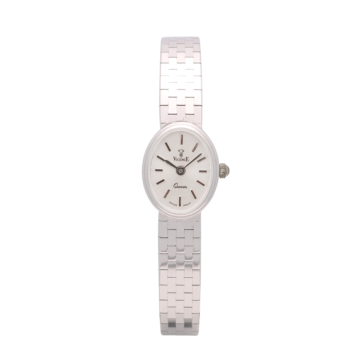 Vicence Watch Ladies' 14K White Gold Silver Dial 19mm Quartz